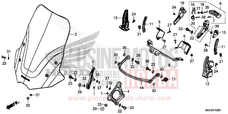 PARE-BRISE von VFR1200X "Crosstourer" DCT DEGITAL SILVER METALLIC (NHA30) von 2016